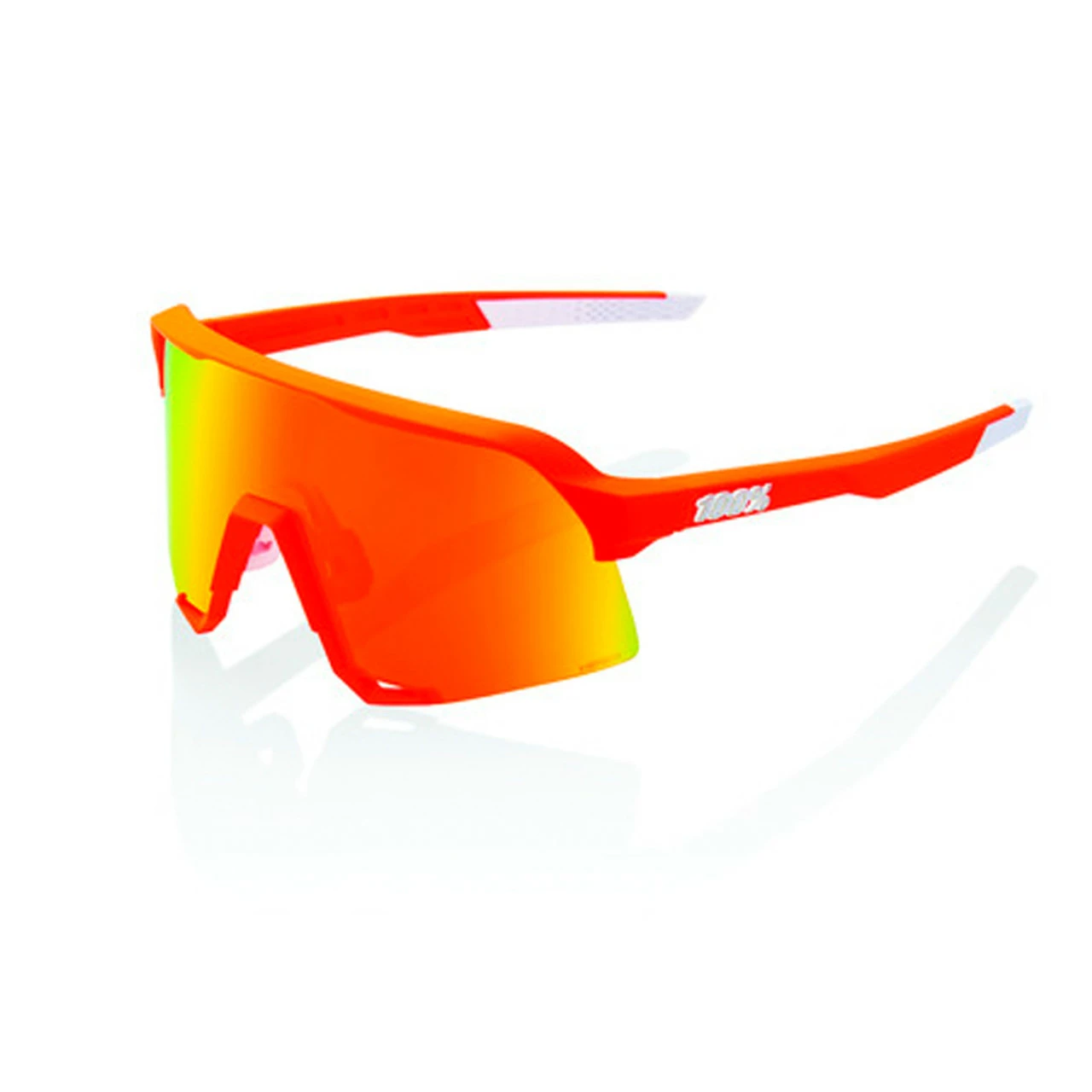 100% Speedlab 100% S3 Baseball Sunglasses Soft Tact Neon Orange W/ Red Lens 61034-412-01